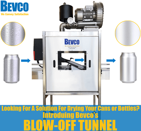 Wet Cans or Bottles Causing Your Packaging Line Problems? Bevco’s Air Knife Tunnel Got You Covered!